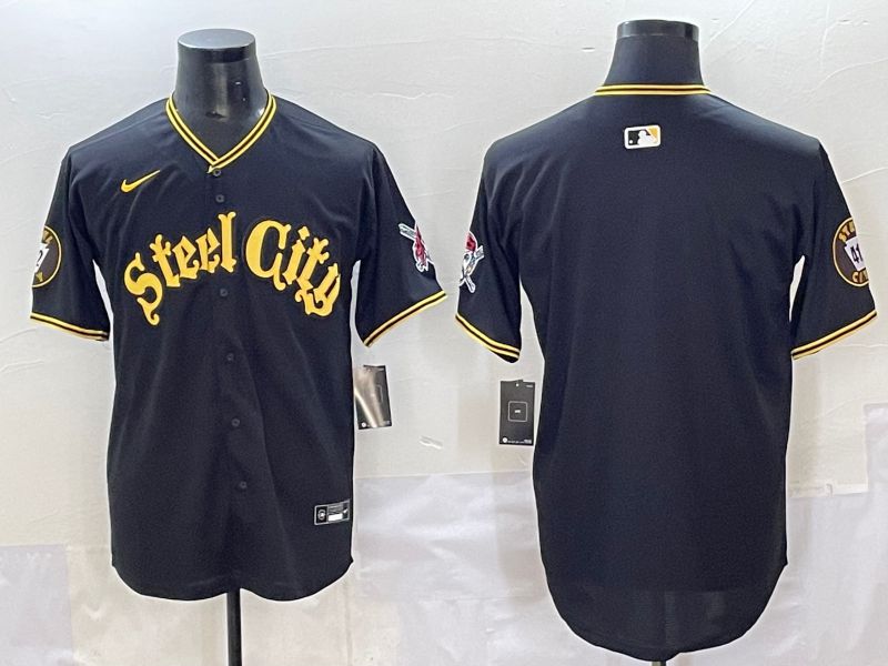 Men 2025 Pittsburgh Pirates Blank Black Game Nike MLB Jersey style 7151